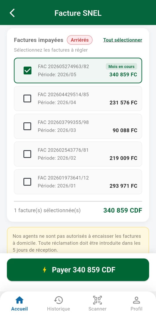 Paiement factures